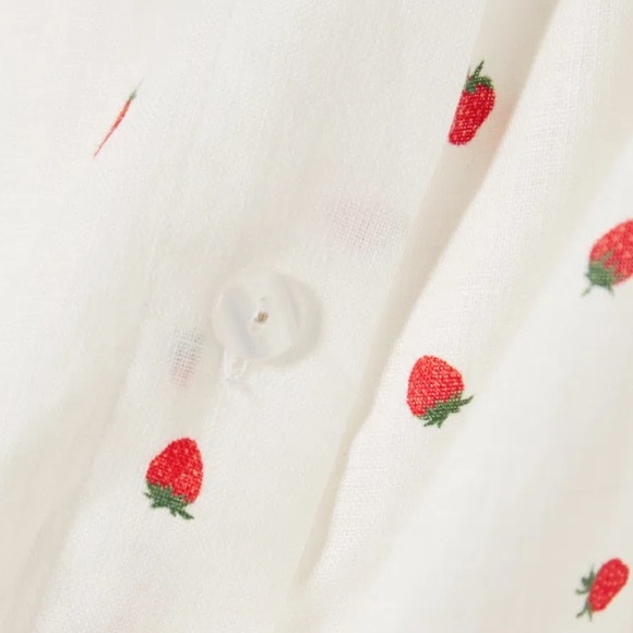 NWOT Sleeper Brigitte Belted Strawberry Printed 100% Linen Voile Mini Dress XL - Picture 6 of 14
